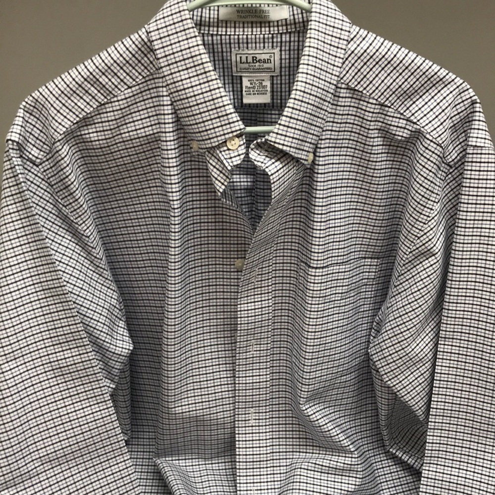 NWOT L.L.Bean 16 1/2-36 100% cotton wrinkle free